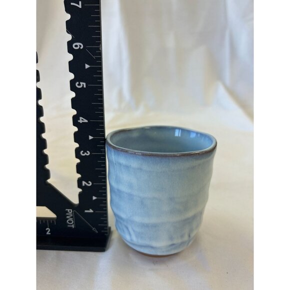 Handcrafted Blue Ceramic Japanese Tea Cup 3.5" Tall - Picture 2 of 2